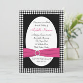 Schwarz-Weiß-Hahnentrittmuster 30. Geburtstag Einl Einladung (Stehend Vorderseite)