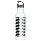 Schwarz-Weiß-Hahnentrittmuster Edelstahlflasche (Rückseite)