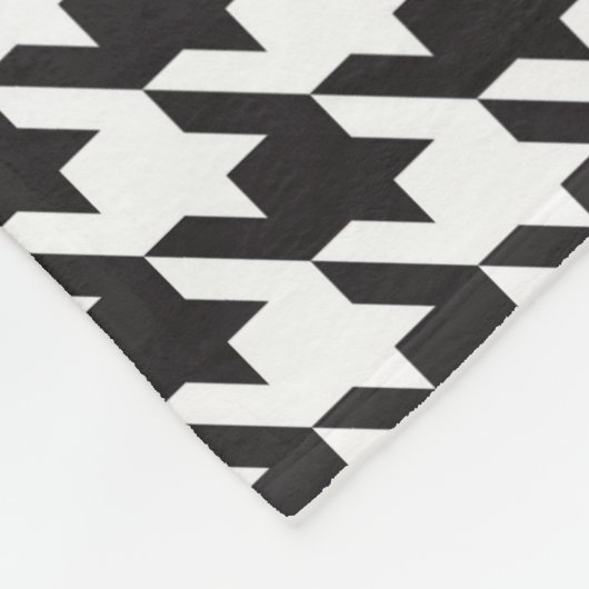 Schwarz-Weiß-Hahnentrittmuster-Fleece Fleecedecke (Ecke)