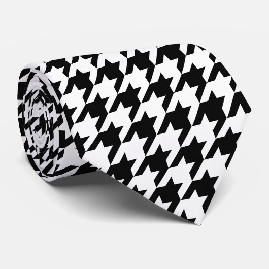 Schwarz-Weiß-Hahnentrittmuster Krawatte (Gerollt)