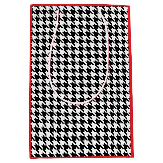 Schwarz-Weiß-Hahnentrittmuster Mittlere Geschenktüte (Vorderseite)