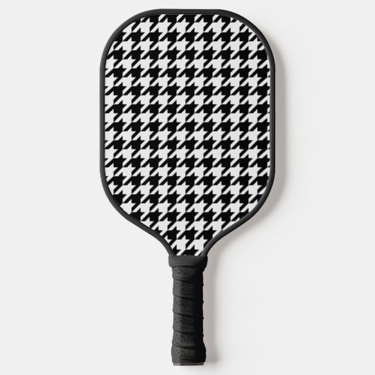 Schwarz-Weiß-Hahnentrittmuster-Monogramm Pickleball Schläger (Vorderseite)