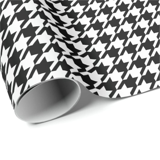 Schwarz-Weiß-Hahnentrittmuster-Muster Geschenkpapier (Rolleneckpunkt)