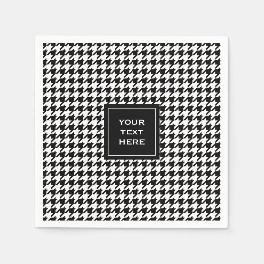 Schwarz-Weiß-Hahnentrittmuster-Muster Serviette (Vorderseite)