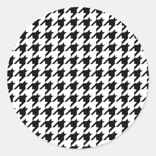 Schwarz-Weiß-Hahnentrittmuster Runder Aufkleber (Vorderseite)