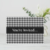 Schwarz/Weiß Hahnentrittmuster Stilvoller Mode-Des Einladung (Stehend Vorderseite)