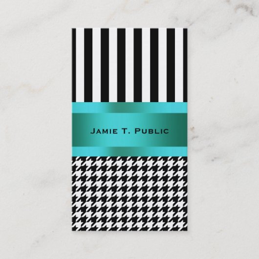 Schwarz-Weiß-Hahnentrittmuster Visitenkarte (Vorderseite)