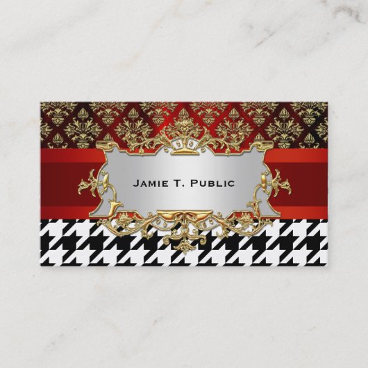 Schwarz-Weiß-Hahnentrittmuster Visitenkarte (Vorderseite)
