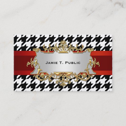 Schwarz-Weiß-Hahnentrittmuster Visitenkarte (Vorderseite)