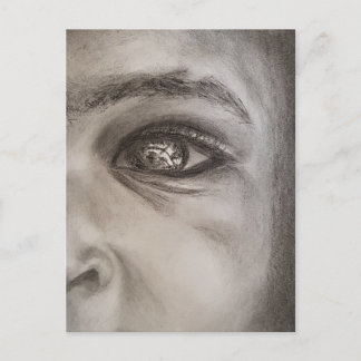 Schwarz-Weiß-Halbfacenportrait, dramatisches Elega Postkarte