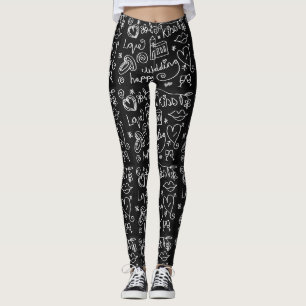Schwarz-Weiß-Halbpension Leggings