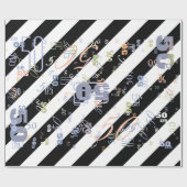 Schwarz-Weiß-Halbschrift und Halbgrafik Geschenkpapier (Flach)