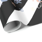 Schwarz-Weiß-Halbschrift und Halbgrafik Geschenkpapier (Rolleneckpunkt)