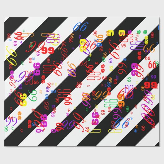 Schwarz-Weiß-Halbschrift und Halbgrafik Geschenkpapier (Flach)