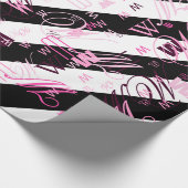 Schwarz-Weiß-Halbschrift und Halbgrafik Geschenkpapier (Ecke)