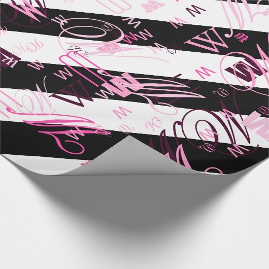 Schwarz-Weiß-Halbschrift und Halbgrafik Geschenkpapier (Ecke)
