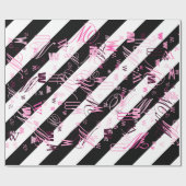 Schwarz-Weiß-Halbschrift und Halbgrafik Geschenkpapier (Flach)