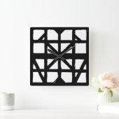 Schwarz-Weiß-Halbzeitschrift Quadratische Wanduhr (Zuhause)