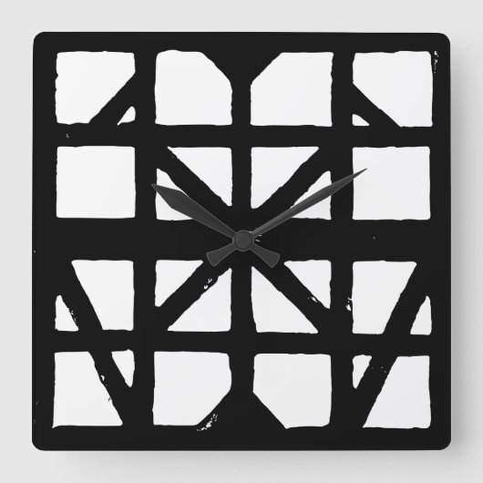 Schwarz-Weiß-Halbzeitschrift Quadratische Wanduhr (Vorderseite)