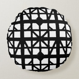 Schwarz-Weiß-Halbzeitschrift Rundes Kissen