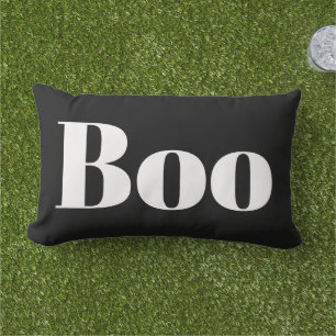 Schwarz-Weiß-Halloween-Bootstypo Kissen Für Draußen