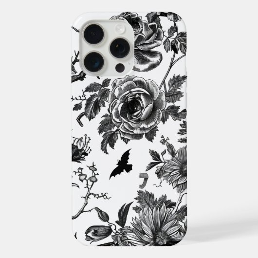 Schwarz-Weiß Halloween Case Optimiert iPhone 15 Hülle (Rückseite)