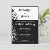 Schwarz-Weiß-Halloween-Einladungen Einladung (Stehend Vorderseite)