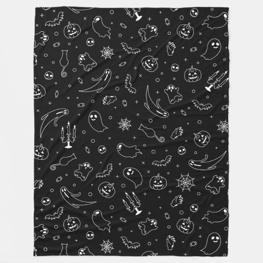 Schwarz-Weiß Halloween Fleecedecke (Vorderseite)