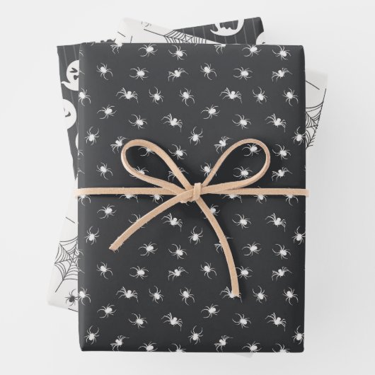 Schwarz-Weiß-Halloween-Geister Geschenkpapier Set (Beispiel)
