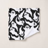 Schwarz-Weiß-Halloween-Ghost-Muster Badhandtuch Set (Waschlappen)