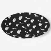 Schwarz-Weiß-Halloween-Ghost- und Flechtmuster Pappteller (Schrägansicht)