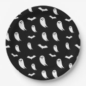 Schwarz-Weiß-Halloween-Ghost- und Flechtmuster Pappteller (Vorderseite)