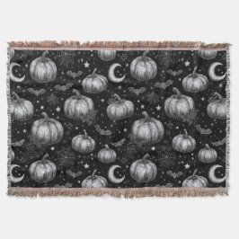 Schwarz-Weiß-Halloween-Kürbis, Bat, Spiderweb Decke