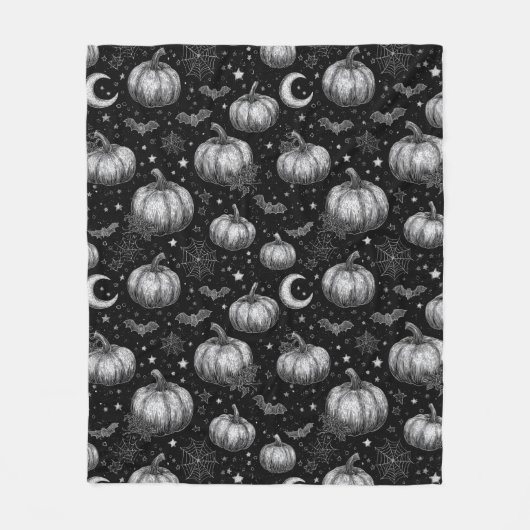 Schwarz-Weiß-Halloween-Kürbis, Bat, Spiderweb Fleecedecke (Vorderseite)