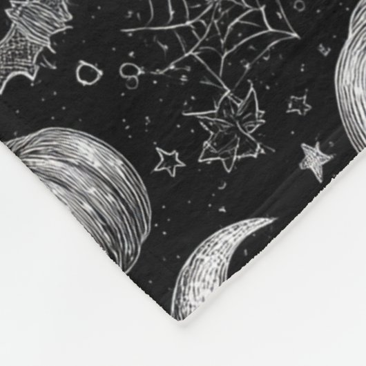 Schwarz-Weiß-Halloween-Kürbis, Bat, Spiderweb Fleecedecke (Ecke)