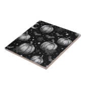 Schwarz-Weiß-Halloween-Kürbis, Bat, Spiderweb Fliese (Seite)