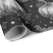Schwarz-Weiß-Halloween-Kürbis, Bat, Spiderweb Geschenkpapier (Rolleneckpunkt)