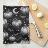 Schwarz-Weiß-Halloween-Kürbis, Bat, Spiderweb Geschirrtuch (Viertel Falte)