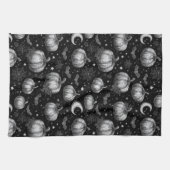 Schwarz-Weiß-Halloween-Kürbis, Bat, Spiderweb Geschirrtuch (Horizontal)