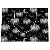 Schwarz-Weiß-Halloween-Kürbis, Bat, Spiderweb Große Geschenktüte (Vorderseite)