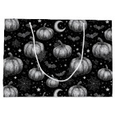 Schwarz-Weiß-Halloween-Kürbis, Bat, Spiderweb Große Geschenktüte (Rückseite)