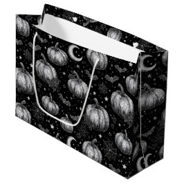 Schwarz-Weiß-Halloween-Kürbis, Bat, Spiderweb Große Geschenktüte
