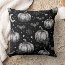 Schwarz-Weiß-Halloween-Kürbis, Bat, Spiderweb Kissen