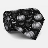 Schwarz-Weiß-Halloween-Kürbis, Bat, Spiderweb Krawatte (Gerollt)
