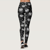 Schwarz-Weiß-Halloween-Kürbis, Bat, Spiderweb Leggings (Rückseite)