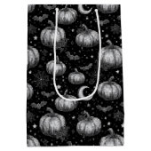 Schwarz-Weiß-Halloween-Kürbis, Bat, Spiderweb Mittlere Geschenktüte (Rückseite)