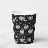 Schwarz-Weiß-Halloween-Kürbis, Bat, Spiderweb Pappbecher (Rechts)