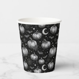Schwarz-Weiß-Halloween-Kürbis, Bat, Spiderweb Pappbecher