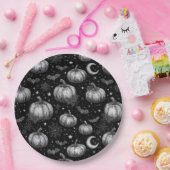 Schwarz-Weiß-Halloween-Kürbis, Bat, Spiderweb Pappteller (Party)