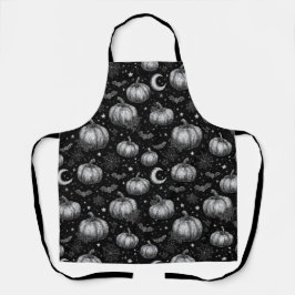 Schwarz-Weiß-Halloween-Kürbis, Bat, Spiderweb Schürze